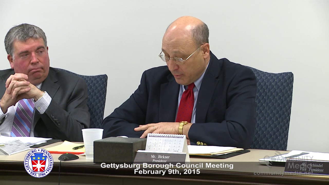 Gettysburg Borough Council – February 9th 2015