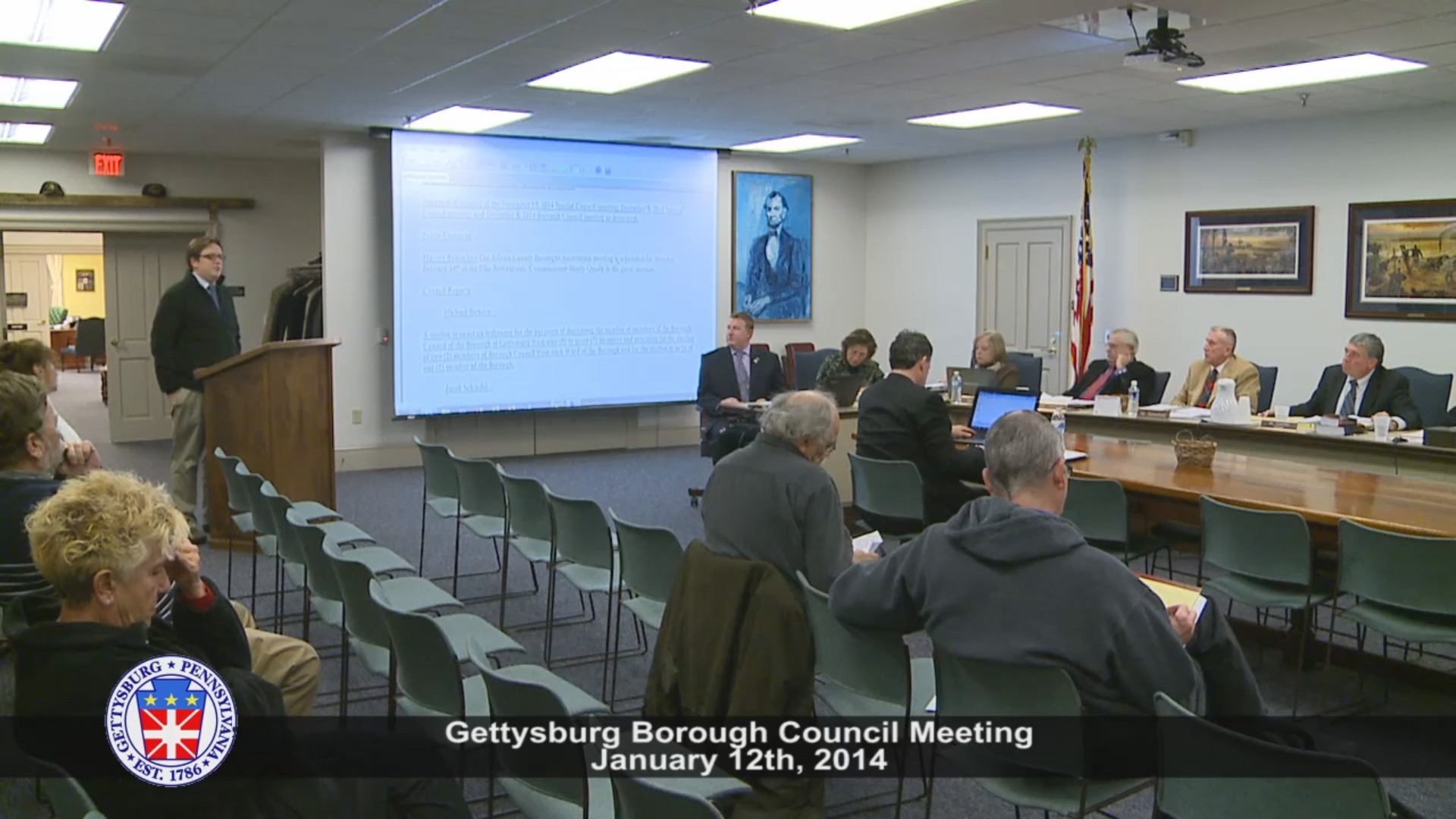Gettysburg Borough Council – January 12th 2015