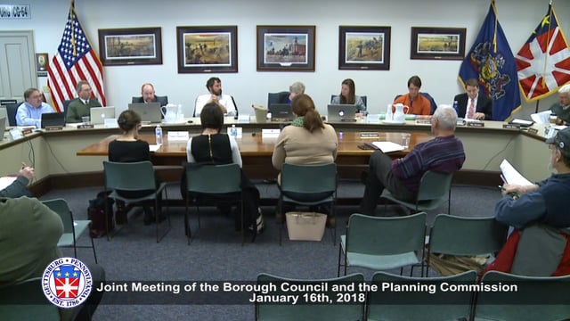 Joint Meeting of the Borough Council and the Planning Commission – January 16th, 2018