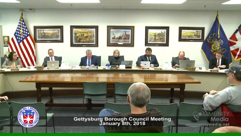 Gettysburg Borough Council Meeting – 1/8/2018