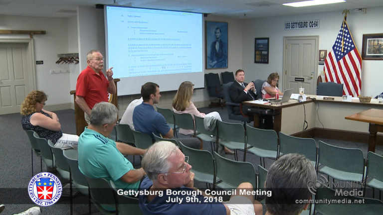 Gettysburg Borough Council Meeting – 7/9/2018