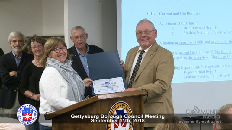 Gettysburg Borough Council Meeting – 9/10/2018