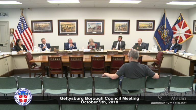 Gettysburg Borough Council Meeting – 10/8/2018