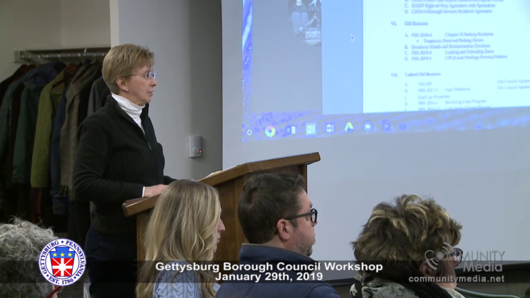 Gettysburg Borough Council Workshop Meeting – 1/28/2019