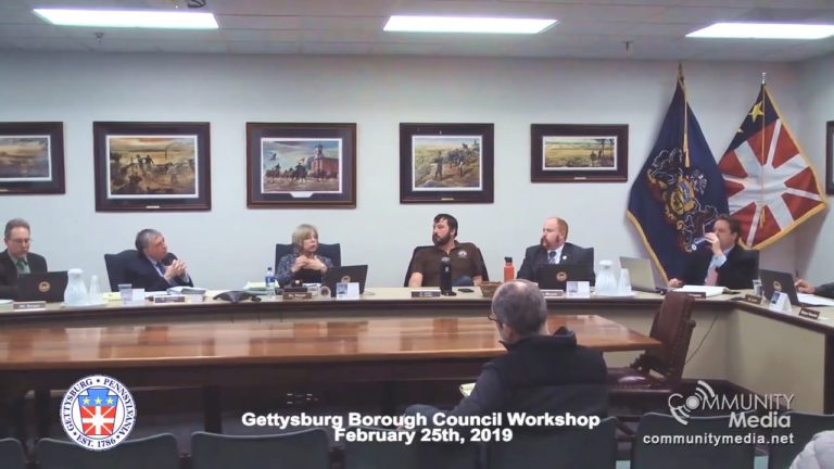 Gettysburg Borough Council Workshop Meeting – 2/25/2019
