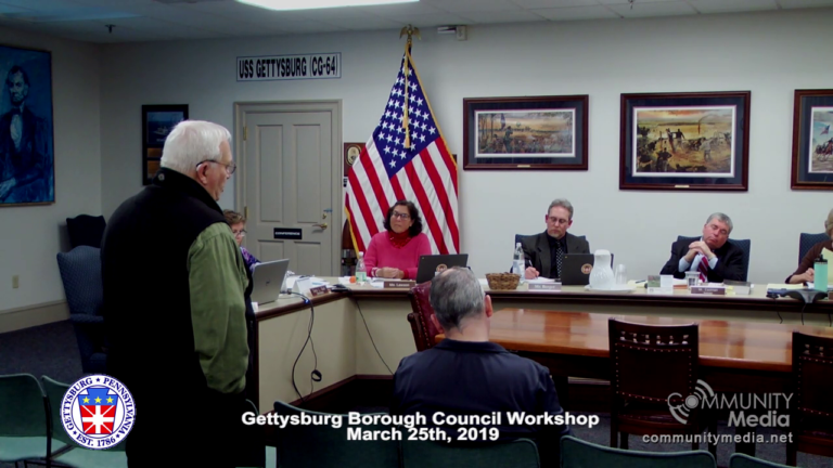 Gettysburg Borough Council Workshop Meeting – 3/25/2019
