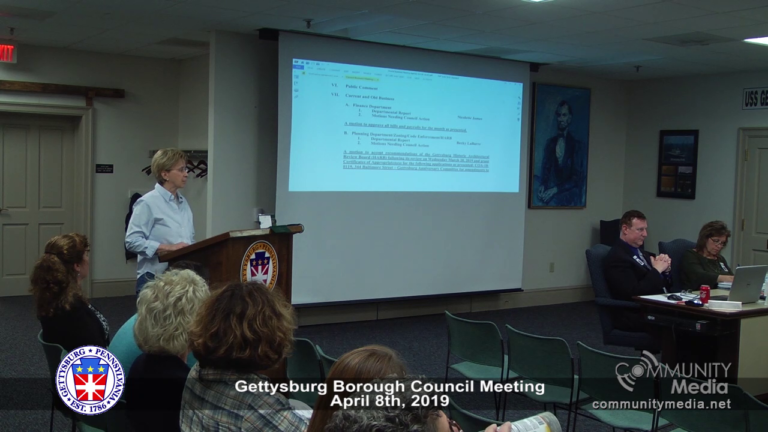Gettysburg Borough Council Meeting – 4/8/2019