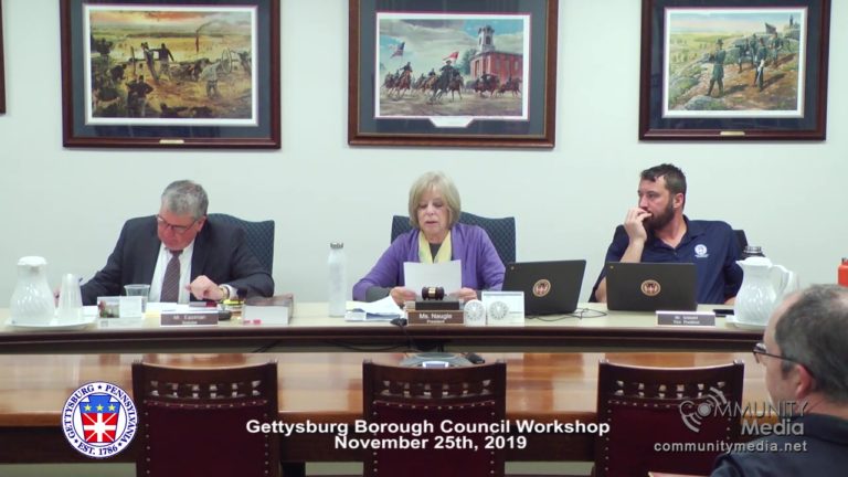 Gettysburg Borough Council Workshop Meeting – 11/25/2019