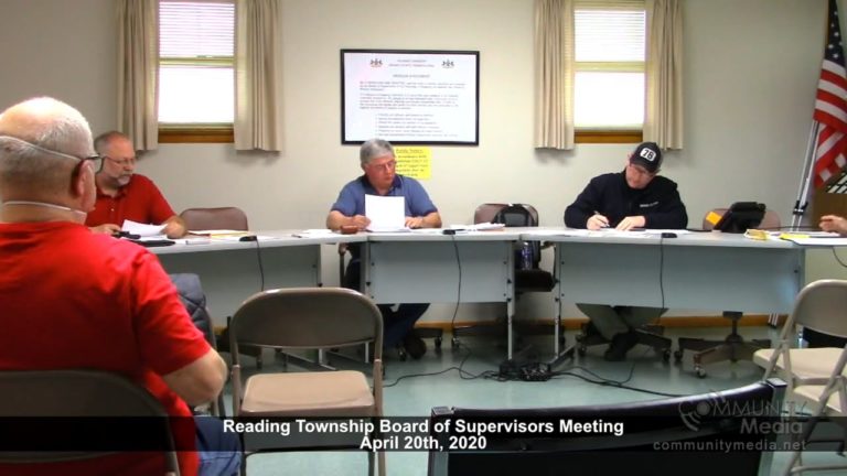 Reading Township Board of Supervisors Meeting – 4/20/2020