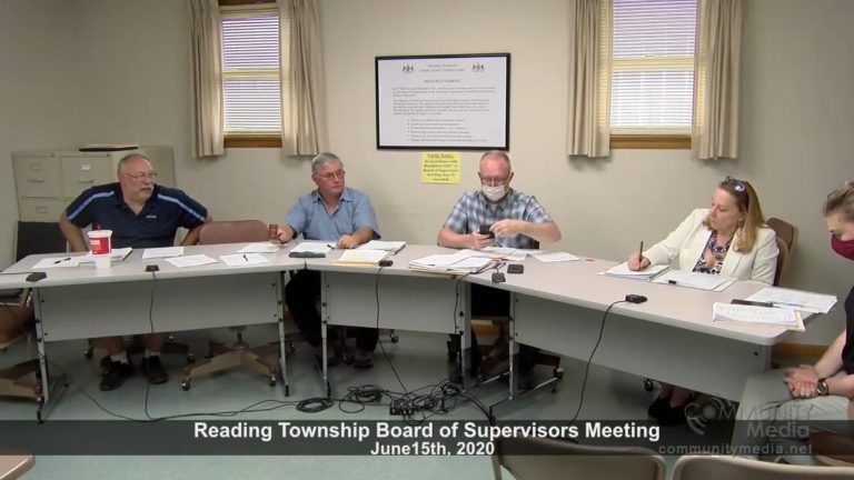 Reading Township Board of Supervisors Meeting – 6/15/2020