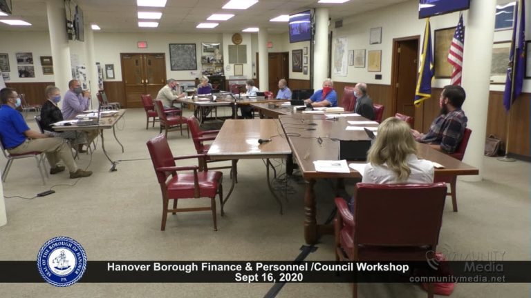Hanover Borough Council Workshop /Finance and Personnel Committee September 16, 2020