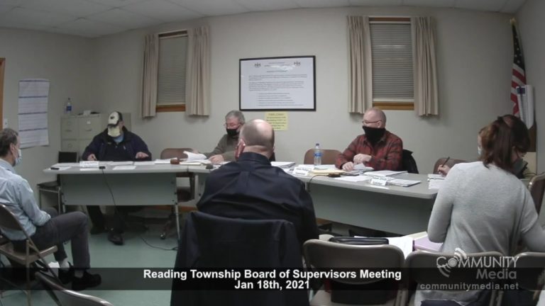 Reading Township Board of Supervisors Meeting – 1/18/2021