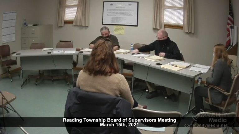 Reading Township Meeting – 03/15/2021