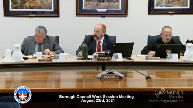 Gettysburg Borough Council Work Session – 8/23/2021