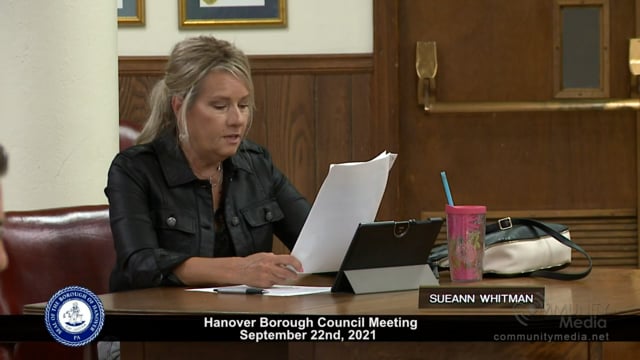 Hanover Borough Council Meeting – 9/22/2021