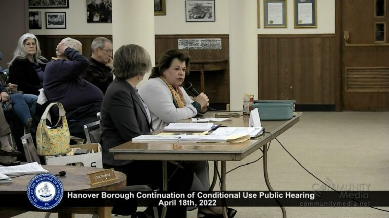 Hanover Borough – Continuation of Conditional Use Public Hearing – 4/18/2022