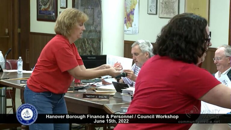 Hanover Borough Council Workshop and Finance & Personnel Committee – 6/15/0222