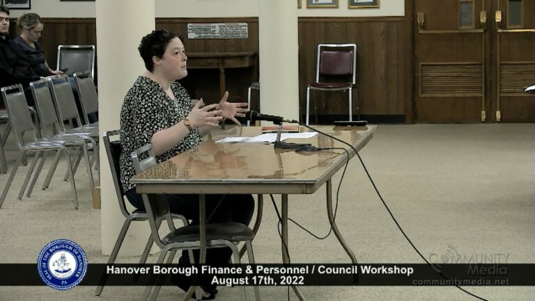 Hanover Borough Finance & Personnel Council Workshop – 8/17/2022