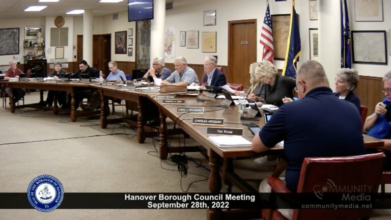 Hanover Borough Council Meeting – 9/28/2022