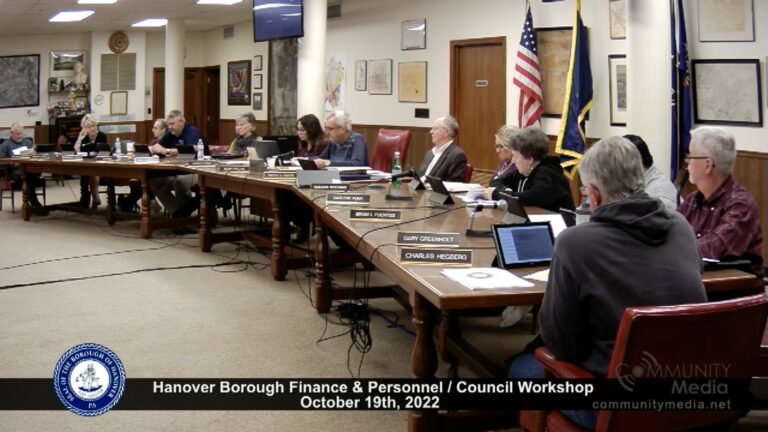 Hanover Borough Finance & Personnel / Council Workshop – 10/19/2022