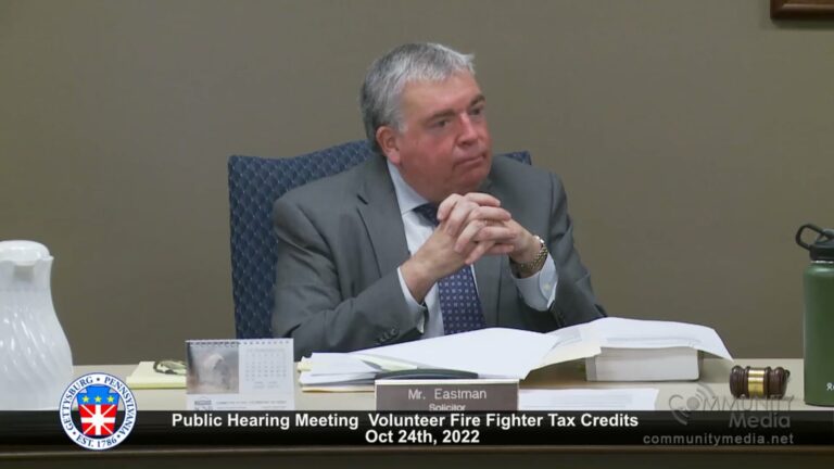 Gettysburg Borough Public Hearing Volunteer Fire Fighter Tax Credits – 10/24/2022