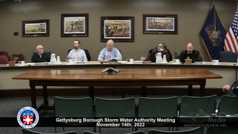 Gettysburg Borough Storm Water Authority Meeting – 11/14/2022
