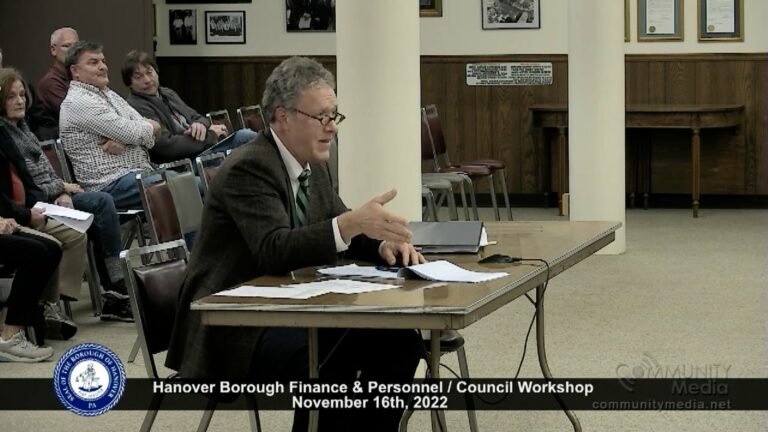 Hanover Borough Finance & Personnel / Council Workshop – 11/16/2022