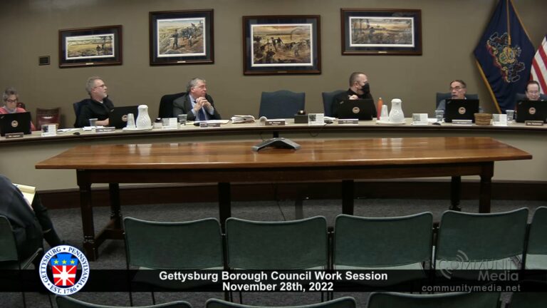 Gettysburg Borough Council Work Session – 11/28/2022