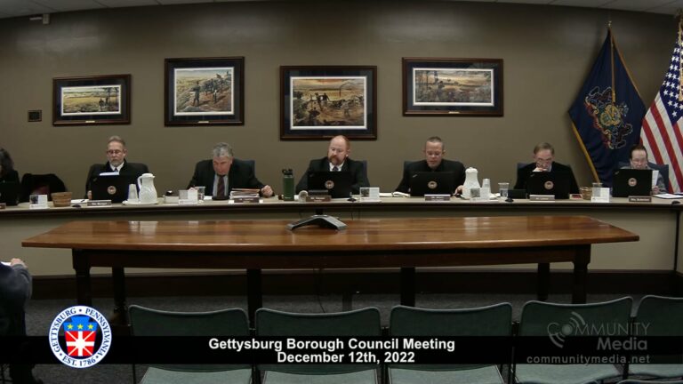 Gettysburg Borough Council Meeting – 12/12/2022