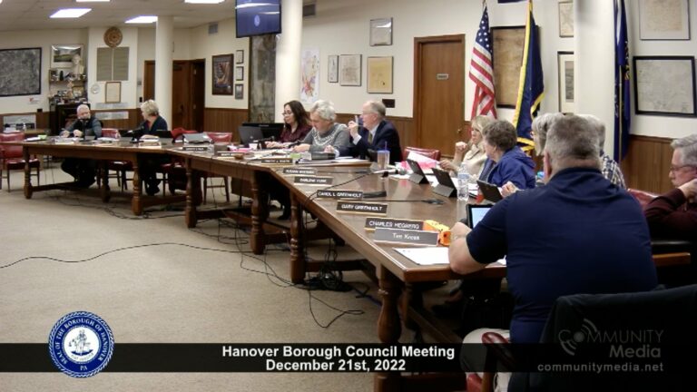 Hanover Borough Finance & Personnel Committee – Council Workshop 12/21/2022