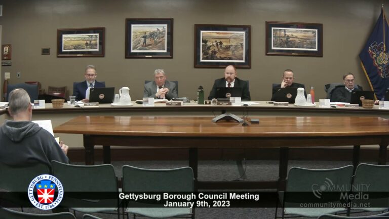 Gettysburg Borough Council Meeting – 1/9/2023