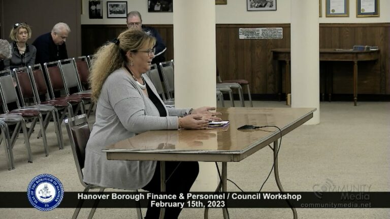 Hanover Borough Council Workshop – Finance & Personnel Committee 2/15/2023