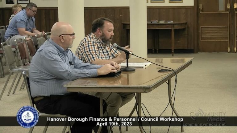 Hanover Borough Finance & Personnel / Council Workshop – 4/19/2023