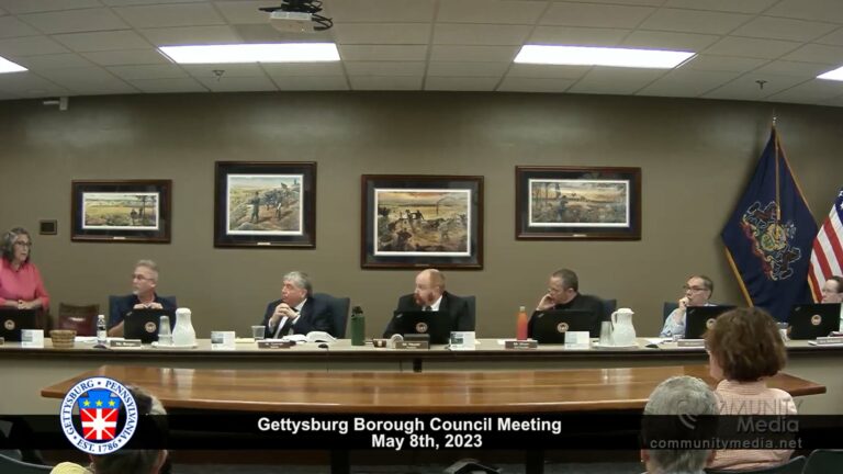 Gettysburg Borough Council Meeting – 5/8/2023