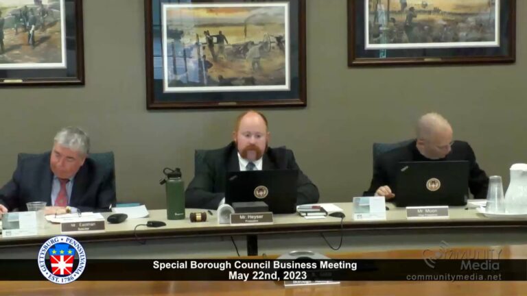Gettysburg Borough Council Special Meeting – 5/22/2023