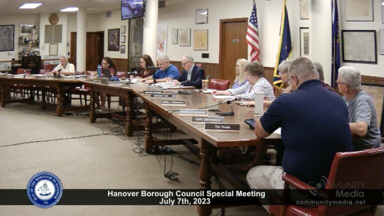 Hanover Borough Council Special Meeting – 7/7/2023