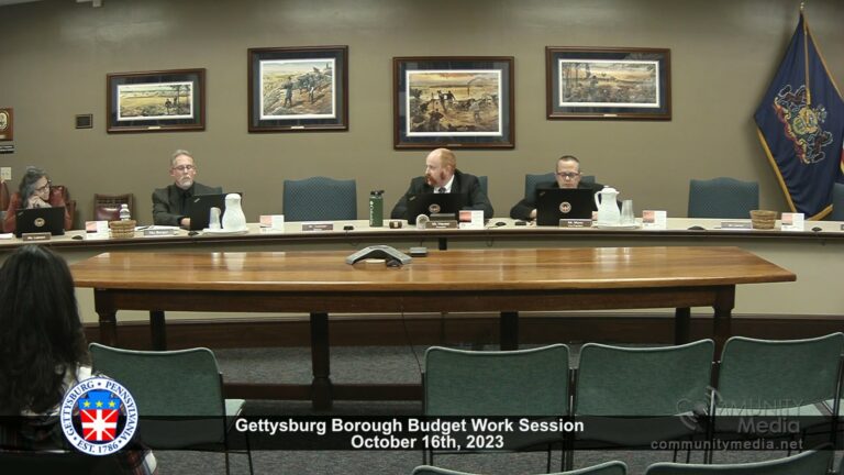 Gettysburg Borough Budget Work Session – 10/16/2023