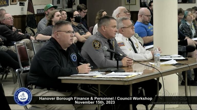 Hanover Borough Council Finance Committee / Workshop Meeting – 11/15/2023