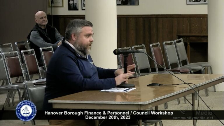 Hanover Borough Finance & Personnel / Council Workshop – 12/20/2023