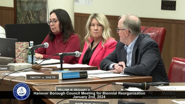 Hanover Borough Council Organization Meeting – 1/2/2024