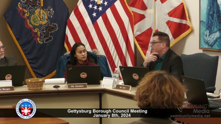 Gettysburg Borough Council Meeting – 1/8/2024