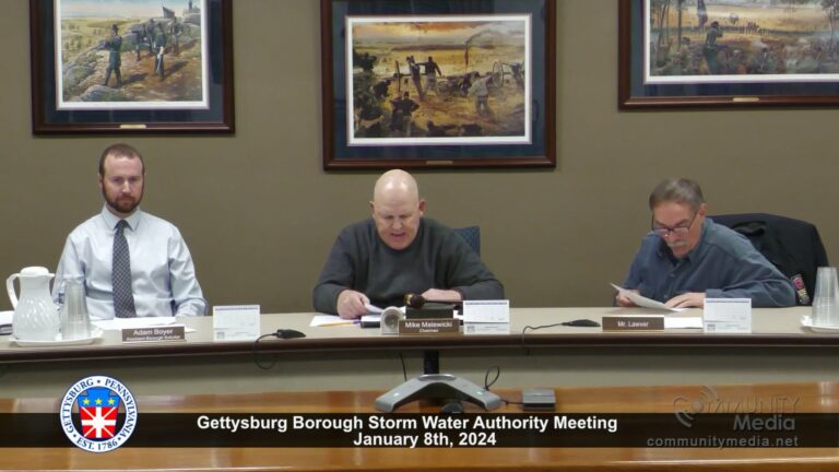Gettysburg Borough Storm Water Authority Meeting – 1/8/2024