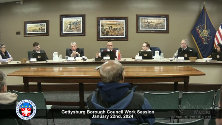 Gettysburg Borough Council Work Session – 1/22/2024