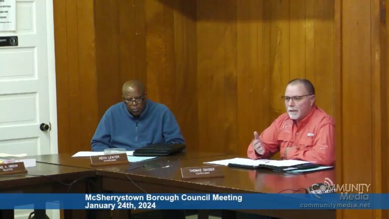 McSherrystown Borough Council Meeting – 1/24/2024