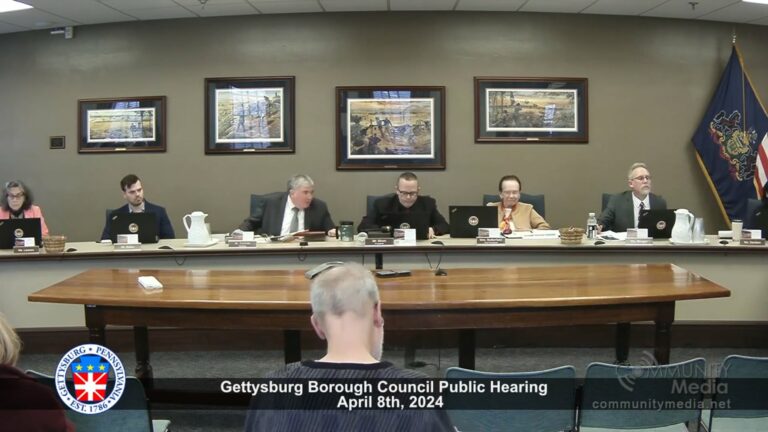 Gettysburg Borough Council Public Hearing – 4/8/2024