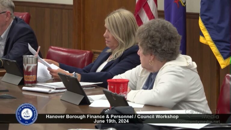 Hanover Borough Council Finance & Personnel Committee & Council Workshop Meeting – 6/19/2024