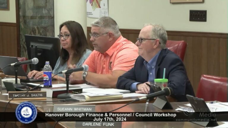 Hanover Borough Finance & Personnel / Council Workshop – 7/17/2024