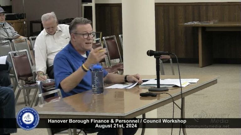 Hanover Borough Finance & Personnel / Council Workshop – 8/21/2024