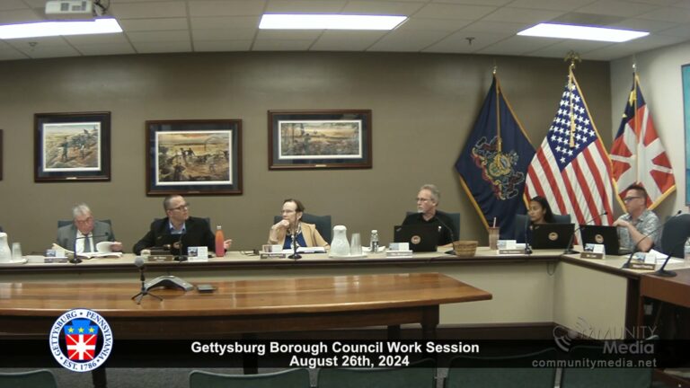 Gettysburg Borough Council Work Session – 8/26/2024