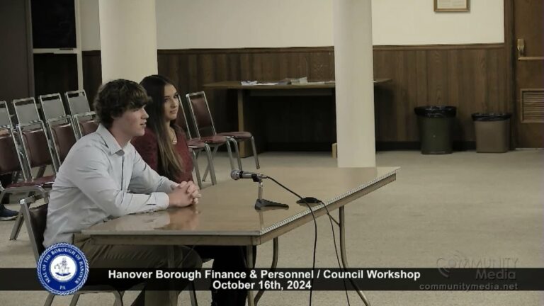 Hanover Borough Finance & Personnel Council Workshop – 10/16/2024